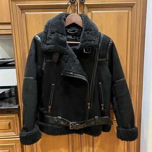 Zara Womens Black Bomber Jacket